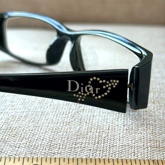 Dior Black Rectangular Glasses with Crystal Heart and Arrow Details - Picture 4 of 7